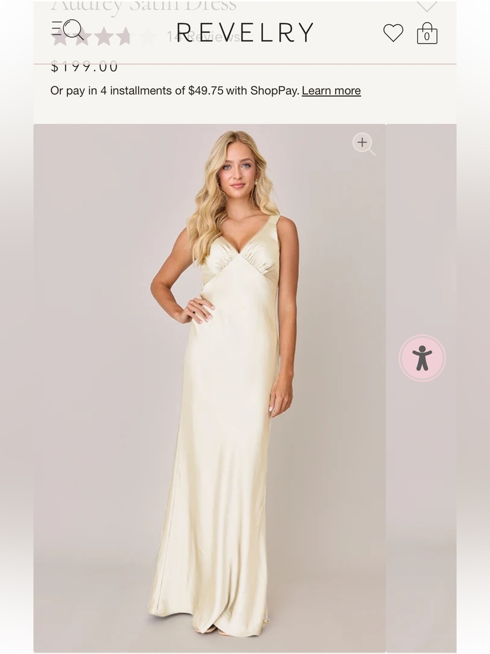 Revelry Audrey Satin Dress in Pale Yellow